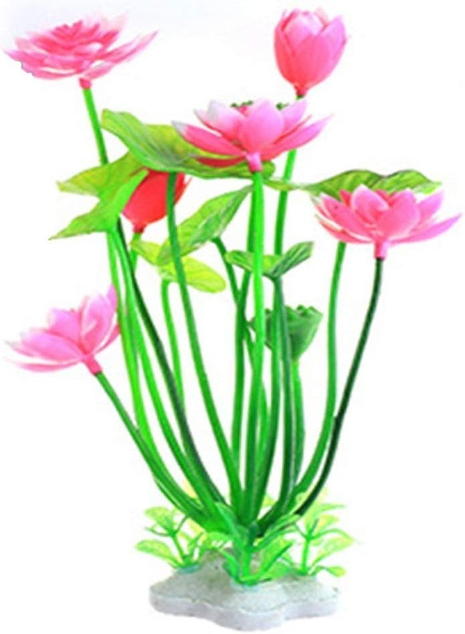 Qintreesify Pink Artificial Water Plants, Aquatics Grass Flower Simulation Wedding Favors Plastic Artificial Lotus Fish Tank Ornament Aquarium Décor Plastic Plants for Party Fish and Aquatic Pets - Image 1